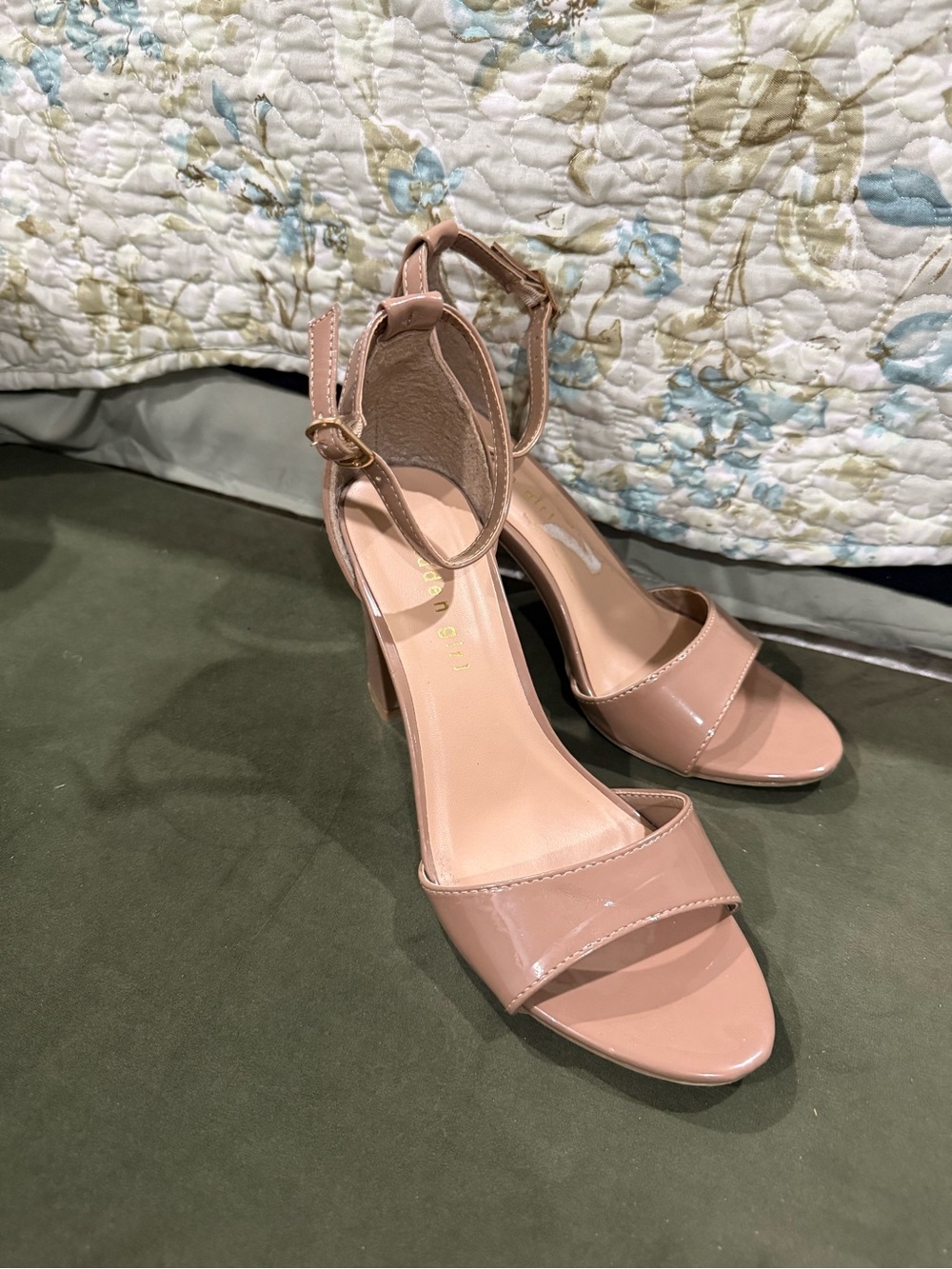 Madden Girl Blush Patent Ankle-Strap Block Heels